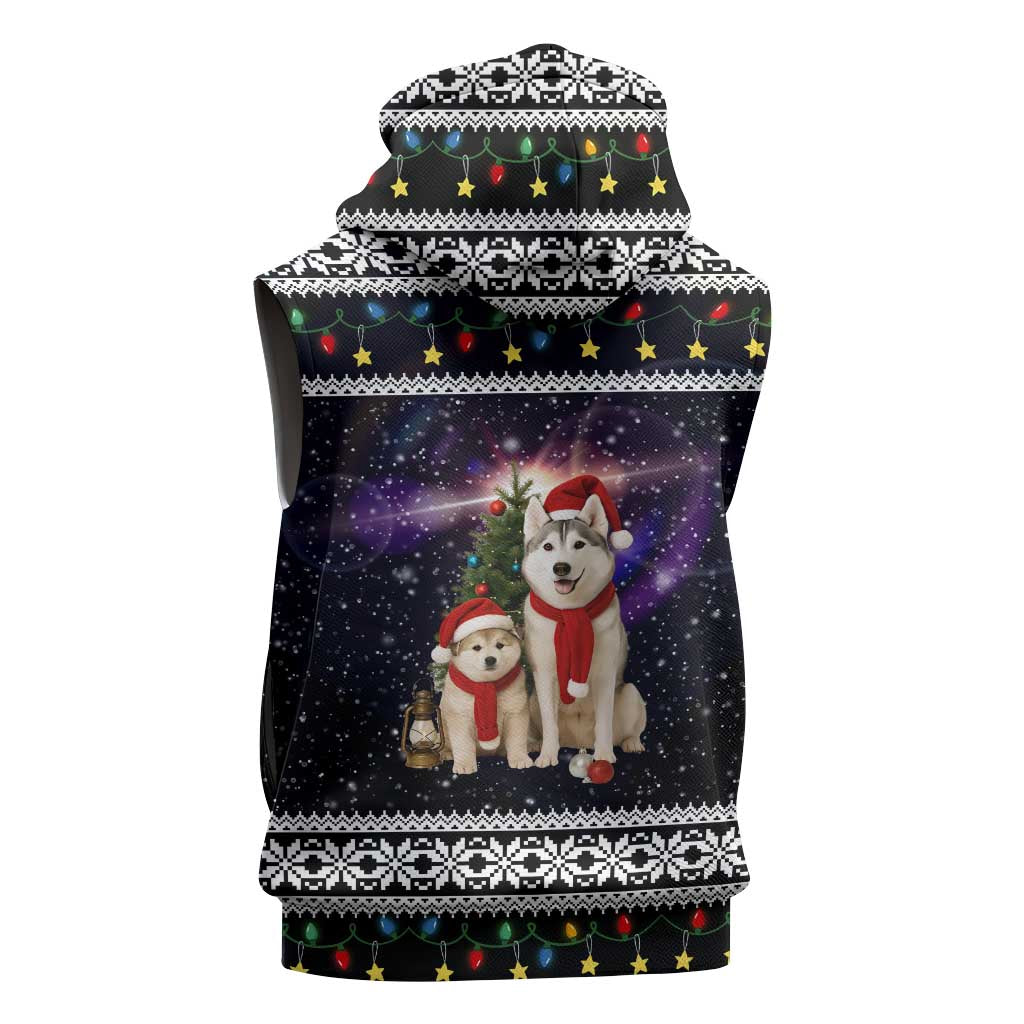 Siberian Husky Show Up Xmas Christmas Sleeveless Hoodie Xmas Holiday Patterns - Wonder Print Shop