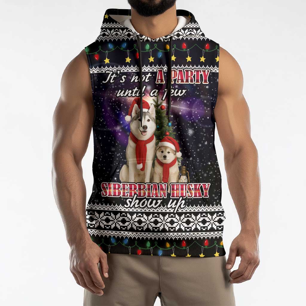 Siberian Husky Show Up Xmas Christmas Sleeveless Hoodie Xmas Holiday Patterns - Wonder Print Shop