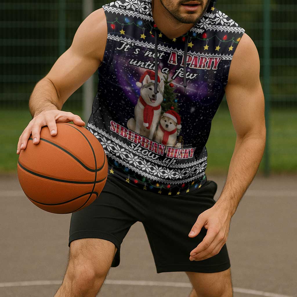 Siberian Husky Show Up Xmas Christmas Sleeveless Hoodie Xmas Holiday Patterns - Wonder Print Shop