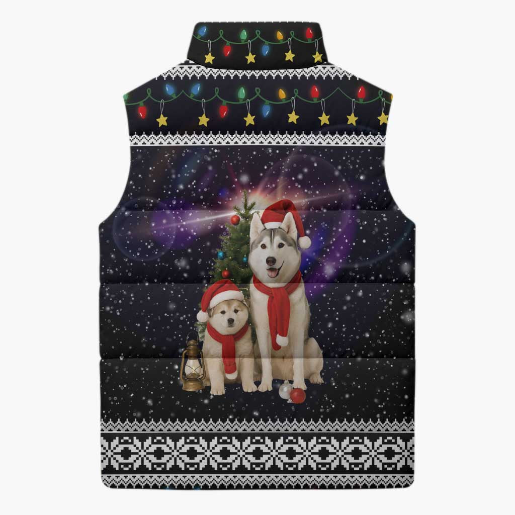Siberian Husky Show Up Xmas Christmas Sleeveless Puffer Jacket Xmas Holiday Patterns - Wonder Print Shop