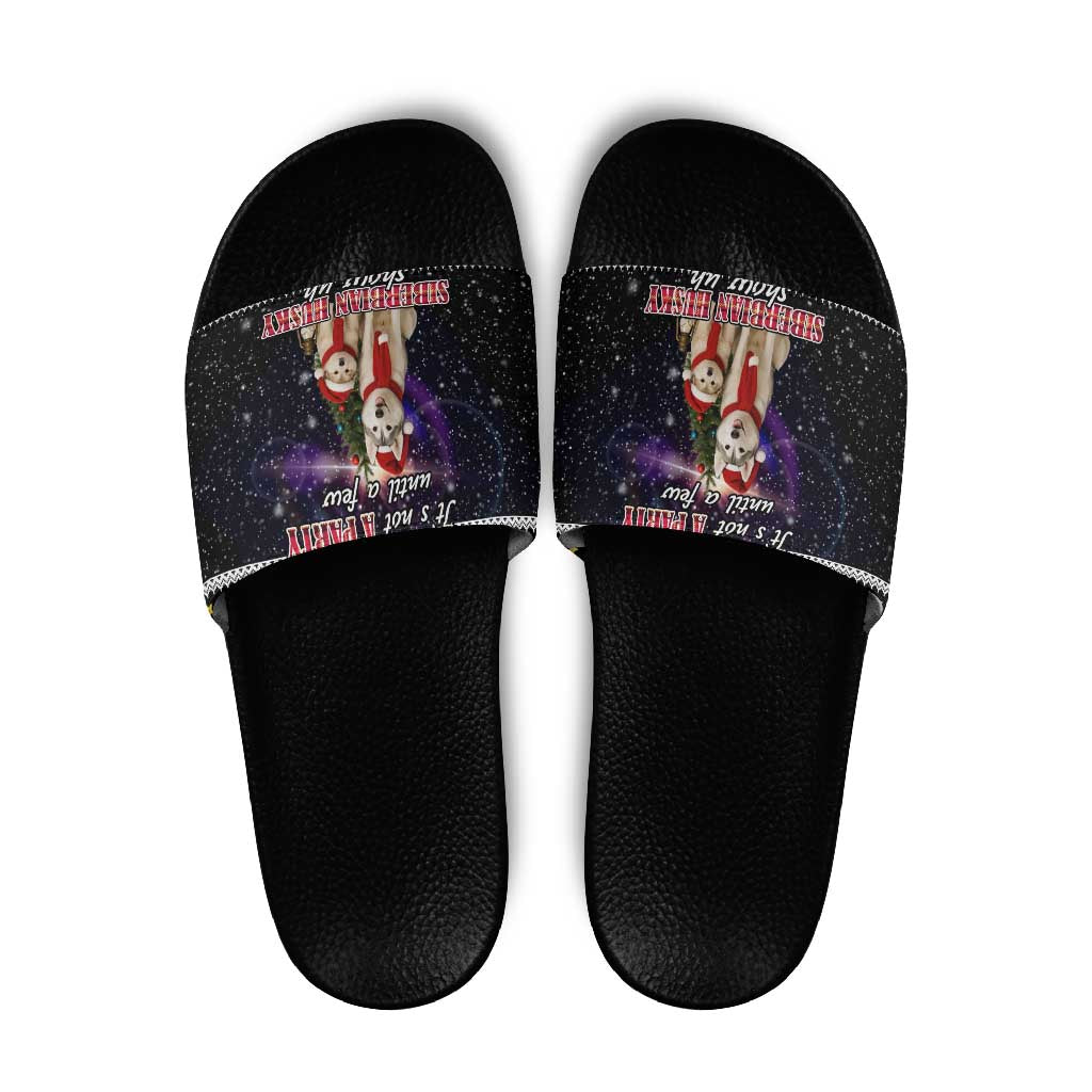 Siberian Husky Show Up Xmas Christmas Slide Sandals Xmas Holiday Patterns - Wonder Print Shop