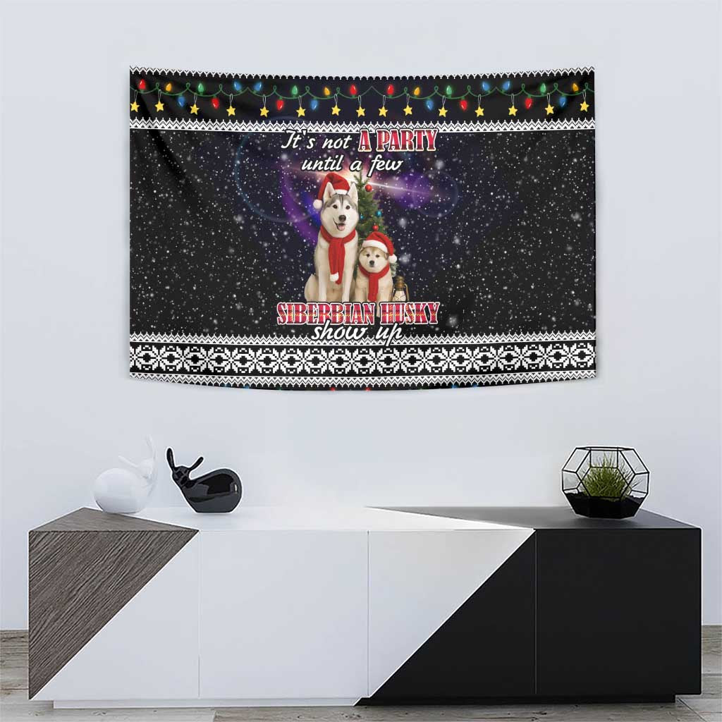 Siberian Husky Show Up Xmas Christmas Tapestry Xmas Holiday Patterns - Wonder Print Shop