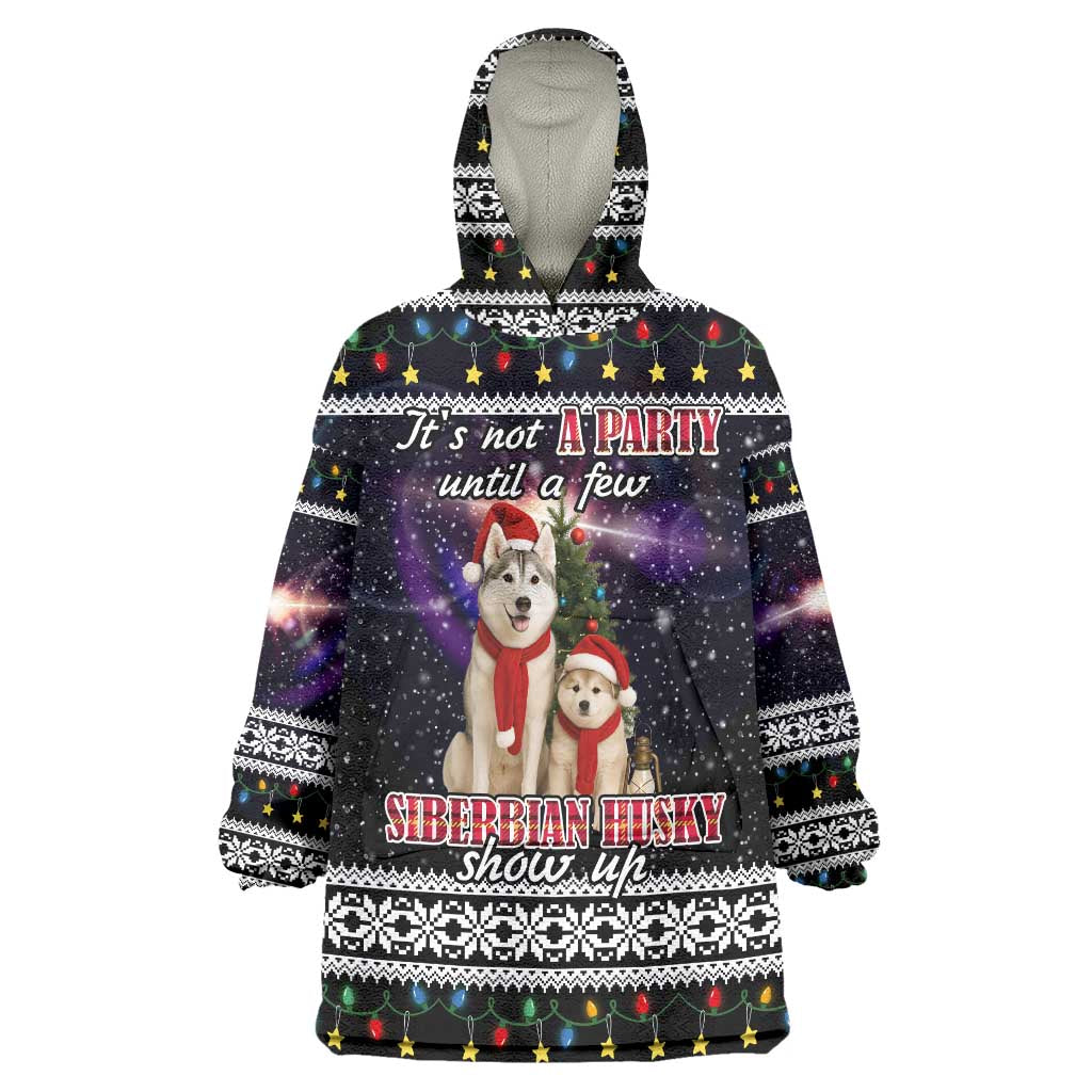 Siberian Husky Show Up Xmas Christmas Wearable Blanket Hoodie Xmas Holiday Patterns - Wonder Print Shop