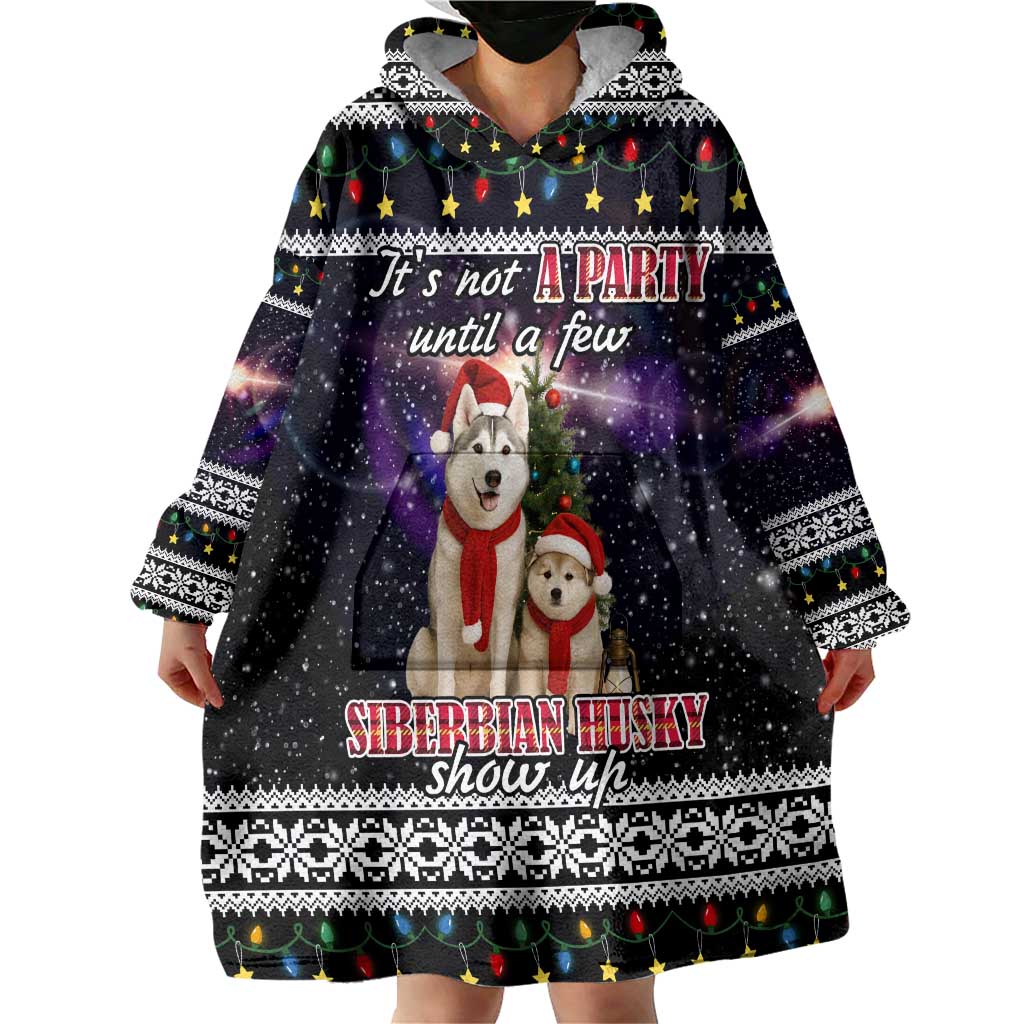 Siberian Husky Show Up Xmas Christmas Wearable Blanket Hoodie Xmas Holiday Patterns - Wonder Print Shop