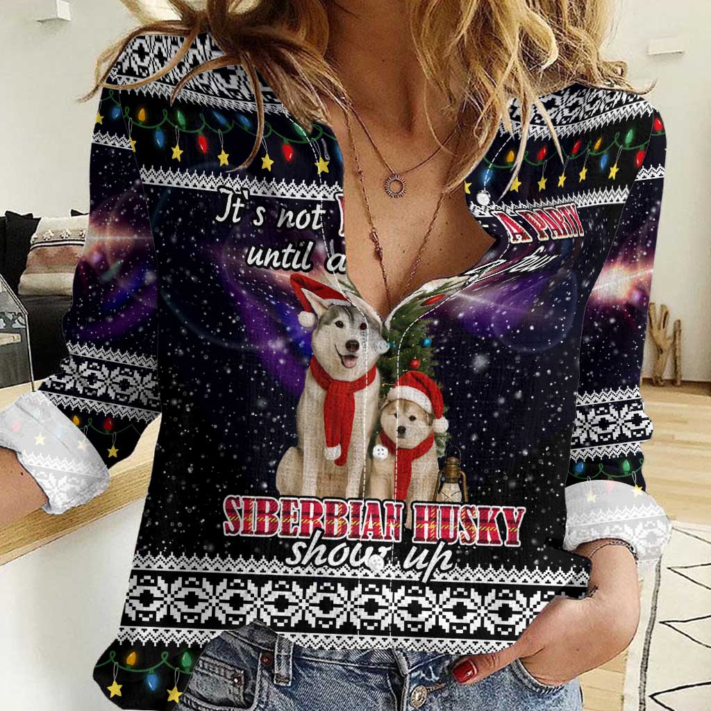 Siberian Husky Show Up Xmas Christmas Women Casual Shirt Xmas Holiday Patterns - Wonder Print Shop