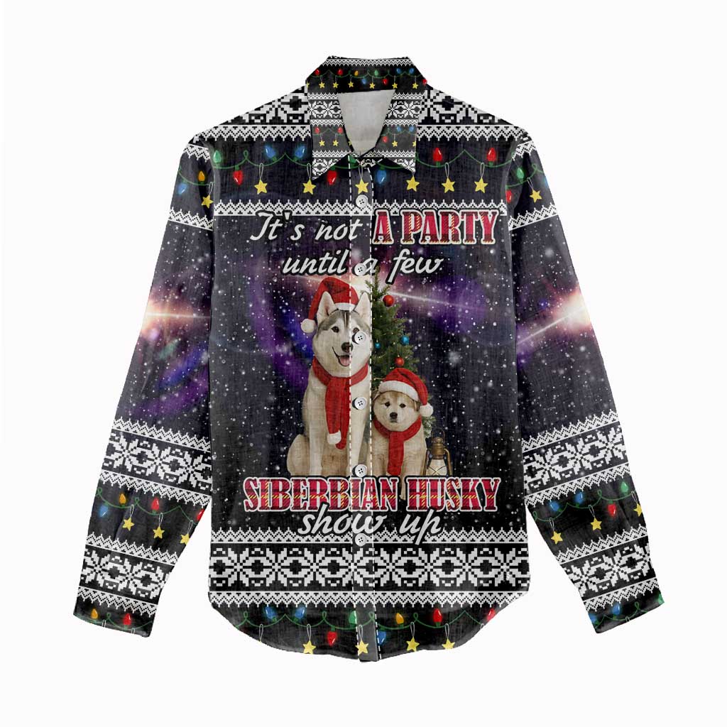Siberian Husky Show Up Xmas Christmas Women Casual Shirt Xmas Holiday Patterns - Wonder Print Shop