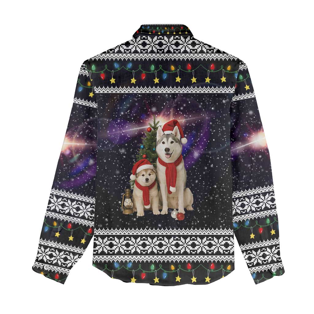 Siberian Husky Show Up Xmas Christmas Women Casual Shirt Xmas Holiday Patterns - Wonder Print Shop