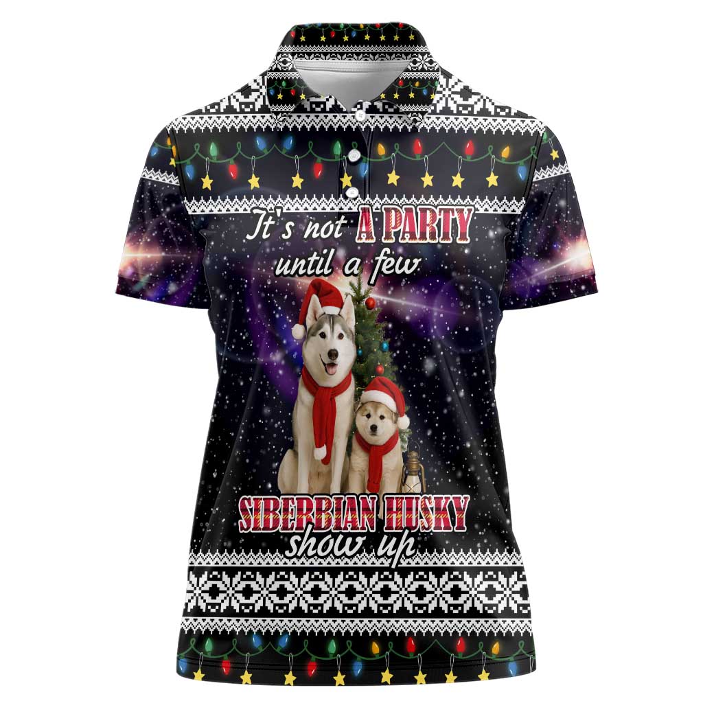 Siberian Husky Show Up Xmas Christmas Women Polo Shirt Xmas Holiday Patterns - Wonder Print Shop