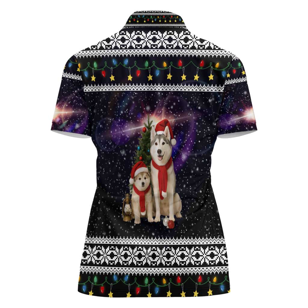 Siberian Husky Show Up Xmas Christmas Women Polo Shirt Xmas Holiday Patterns - Wonder Print Shop