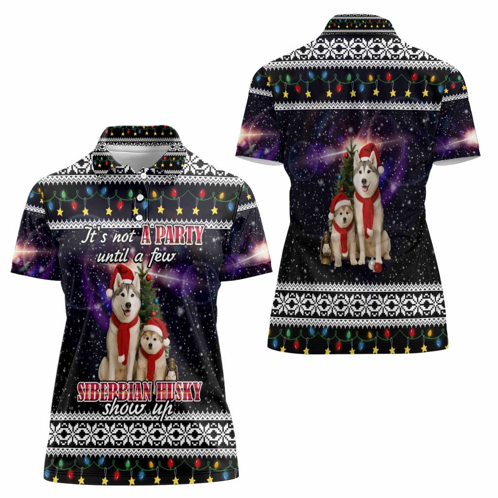 Siberian Husky Show Up Xmas Christmas Women Polo Shirt Xmas Holiday Patterns - Wonder Print Shop