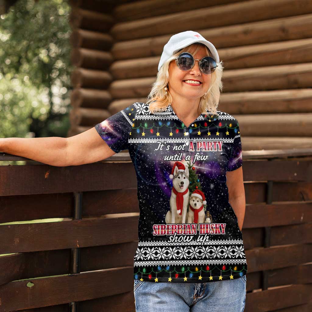 Siberian Husky Show Up Xmas Christmas Women Polo Shirt Xmas Holiday Patterns - Wonder Print Shop