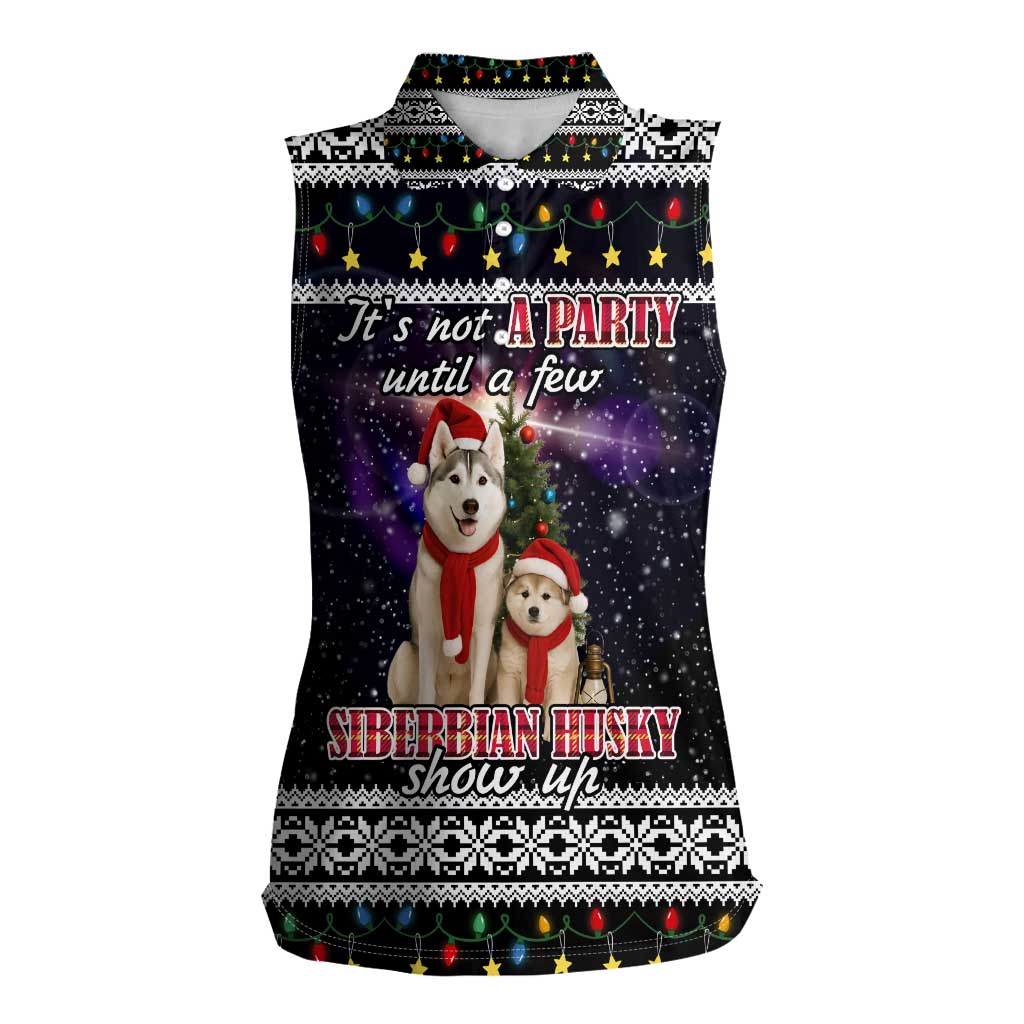 Siberian Husky Show Up Xmas Christmas Women Sleeveless Polo Shirt Xmas Holiday Patterns - Wonder Print Shop