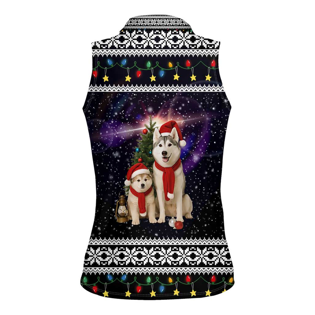 Siberian Husky Show Up Xmas Christmas Women Sleeveless Polo Shirt Xmas Holiday Patterns - Wonder Print Shop