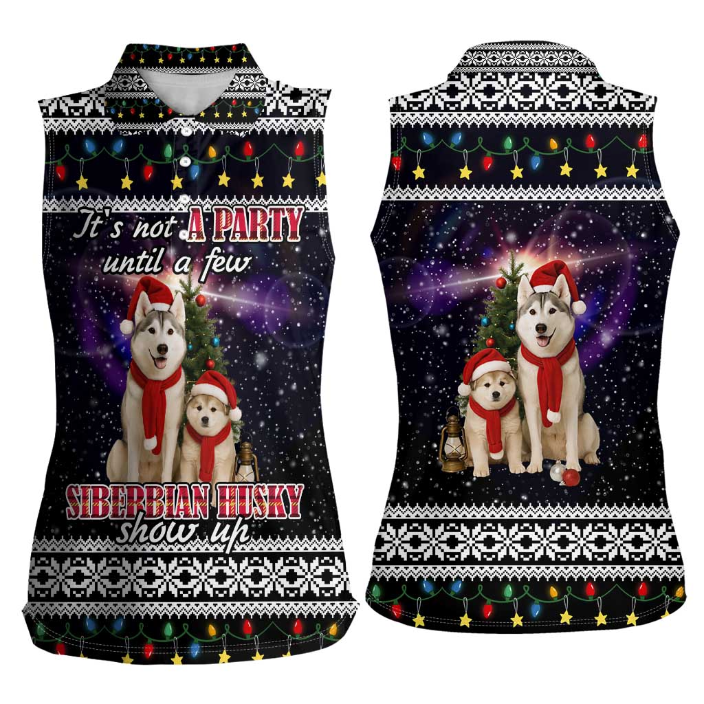 Siberian Husky Show Up Xmas Christmas Women Sleeveless Polo Shirt Xmas Holiday Patterns - Wonder Print Shop