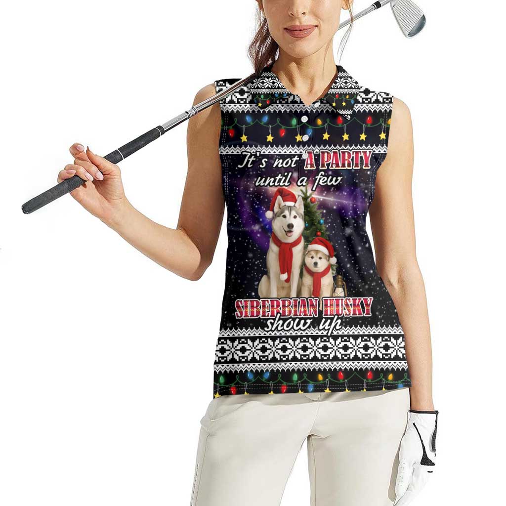 Siberian Husky Show Up Xmas Christmas Women Sleeveless Polo Shirt Xmas Holiday Patterns - Wonder Print Shop