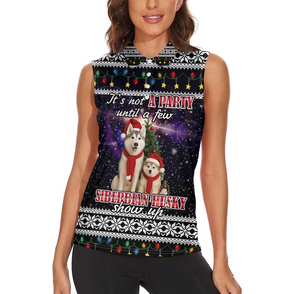 Siberian Husky Show Up Xmas Christmas Women Sleeveless Polo Shirt Xmas Holiday Patterns - Wonder Print Shop
