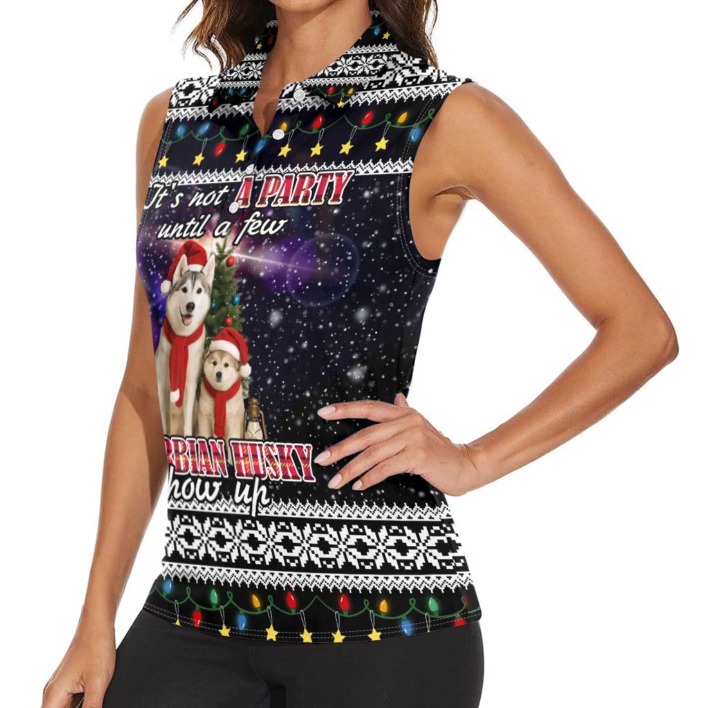 Siberian Husky Show Up Xmas Christmas Women Sleeveless Polo Shirt Xmas Holiday Patterns - Wonder Print Shop