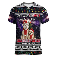Siberian Husky Show Up Xmas Christmas Women V-Neck T-Shirt Xmas Holiday Patterns - Wonder Print Shop