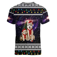 Siberian Husky Show Up Xmas Christmas Women V-Neck T-Shirt Xmas Holiday Patterns - Wonder Print Shop
