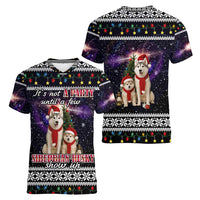 Siberian Husky Show Up Xmas Christmas Women V-Neck T-Shirt Xmas Holiday Patterns - Wonder Print Shop