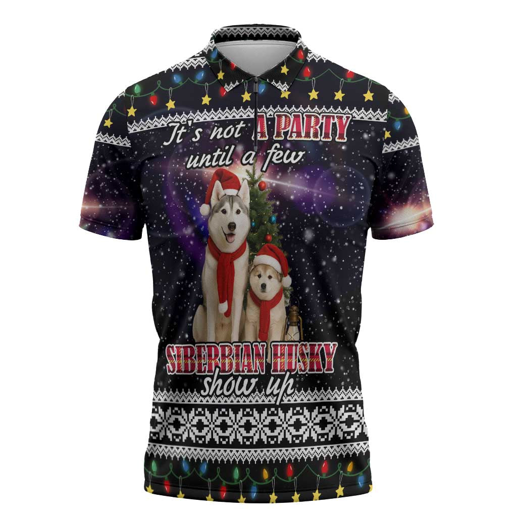 Siberian Husky Show Up Xmas Christmas Zipper Polo Shirt Xmas Holiday Patterns - Wonder Print Shop