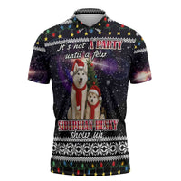 Siberian Husky Show Up Xmas Christmas Zipper Polo Shirt Xmas Holiday Patterns - Wonder Print Shop