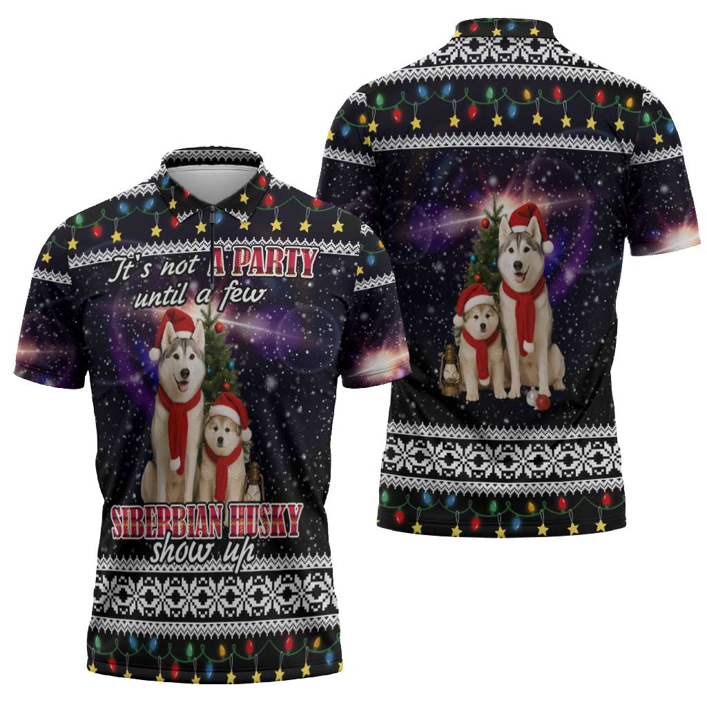 Siberian Husky Show Up Xmas Christmas Zipper Polo Shirt Xmas Holiday Patterns - Wonder Print Shop