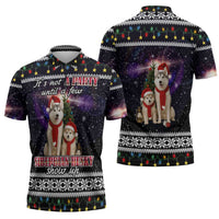 Siberian Husky Show Up Xmas Christmas Zipper Polo Shirt Xmas Holiday Patterns - Wonder Print Shop