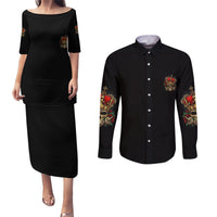 I'm Not A Princess I'm The Fcking Queen Couples Matching Puletasi Dress and Long Sleeve Button Shirt - Wonder Print Shop