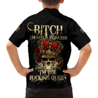 I'm Not A Princess I'm The Fcking Queen Family Matching Long Sleeve Bodycon Dress and Hawaiian Shirt - Wonder Print Shop
