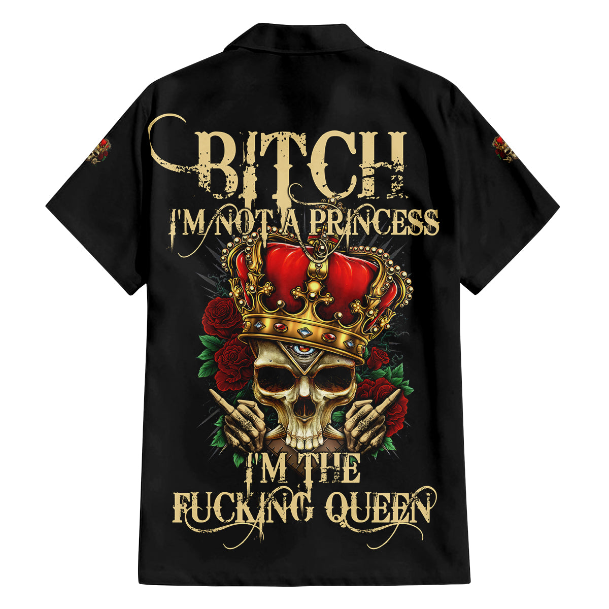 I'm Not A Princess I'm The Fcking Queen Family Matching Off Shoulder Long Sleeve Dress and Hawaiian Shirt - Wonder Print Shop