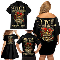 I'm Not A Princess I'm The Fcking Queen Family Matching Off Shoulder Short Dress and Hawaiian Shirt - Wonder Print Shop