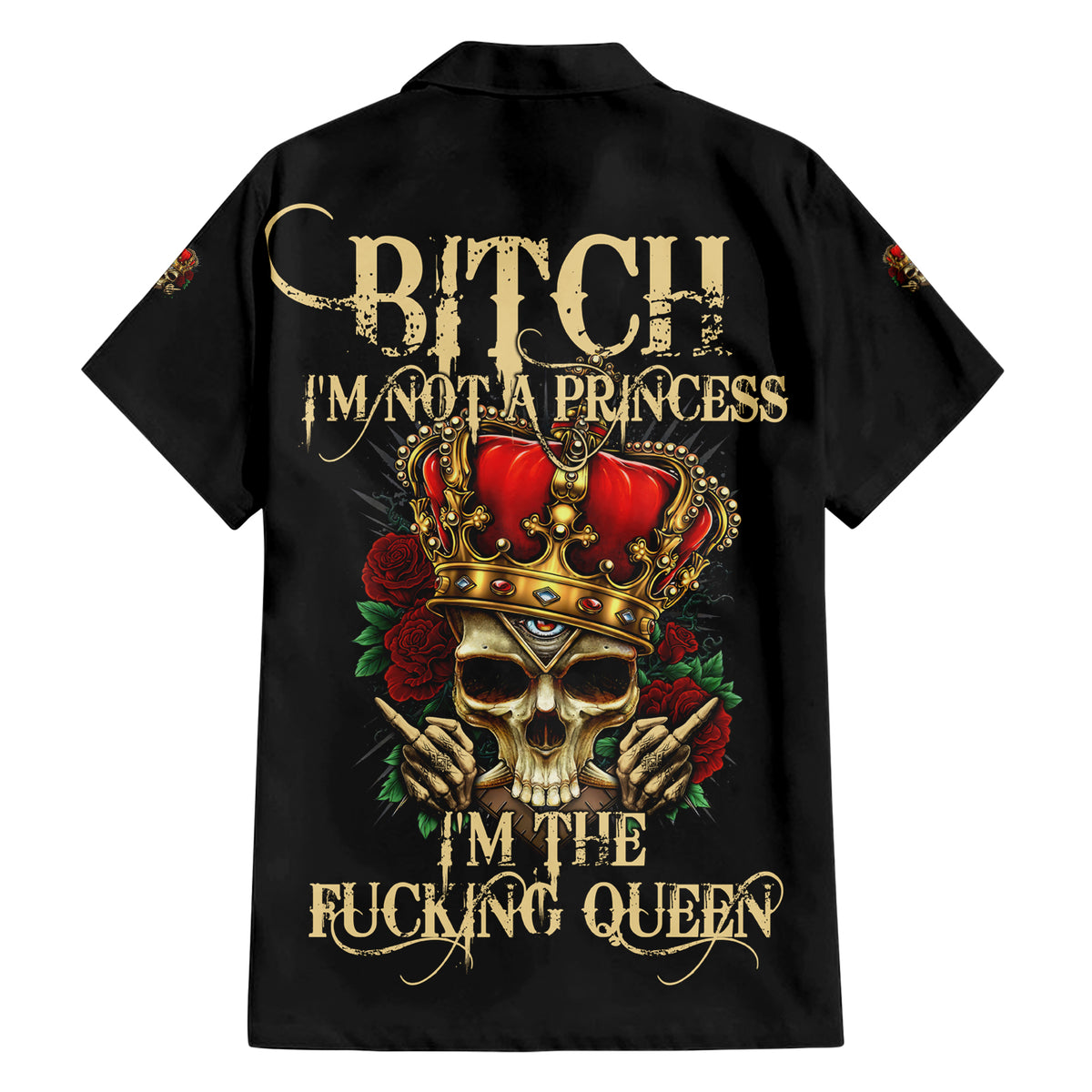 I'm Not A Princess I'm The Fcking Queen Family Matching Short Sleeve Bodycon Dress and Hawaiian Shirt - Wonder Print Shop