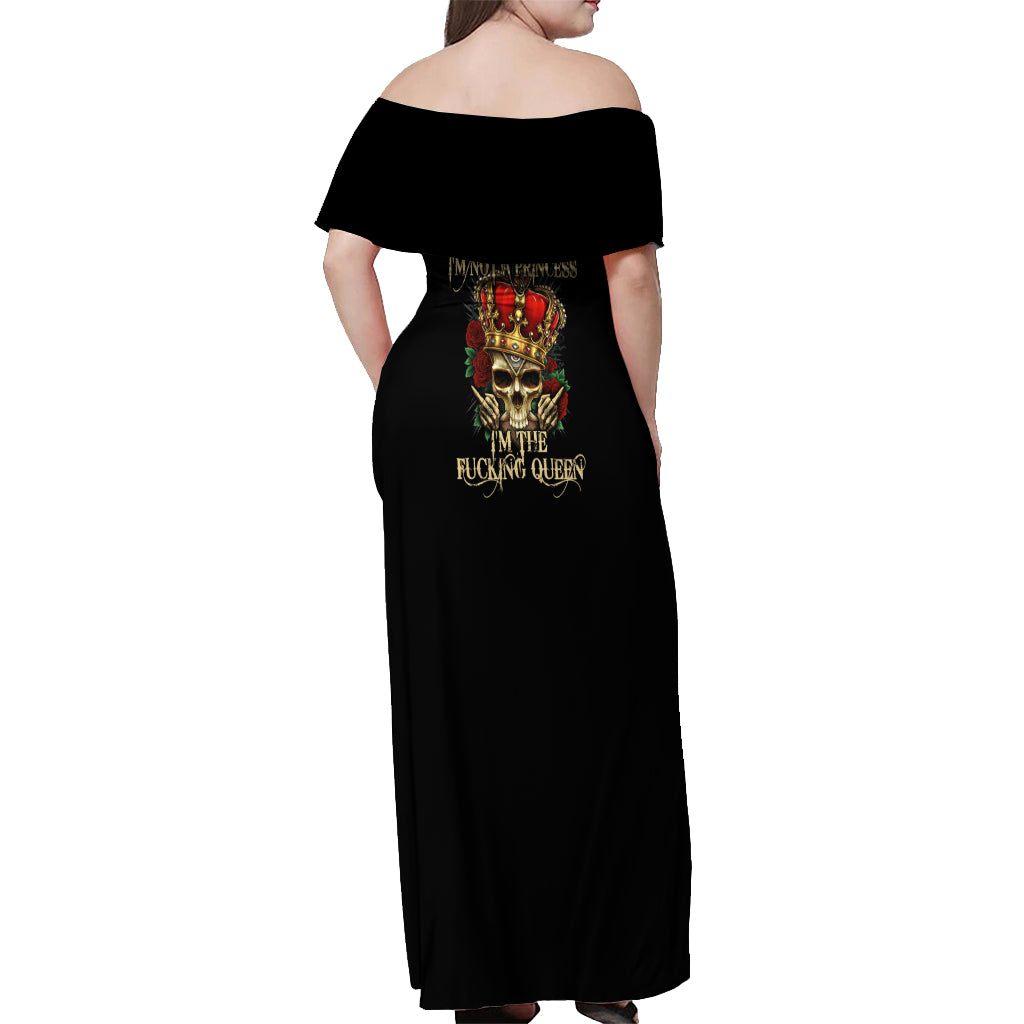 I'm Not A Princess I'm The Fcking Queen Off Shoulder Maxi Dress - Wonder Print Shop