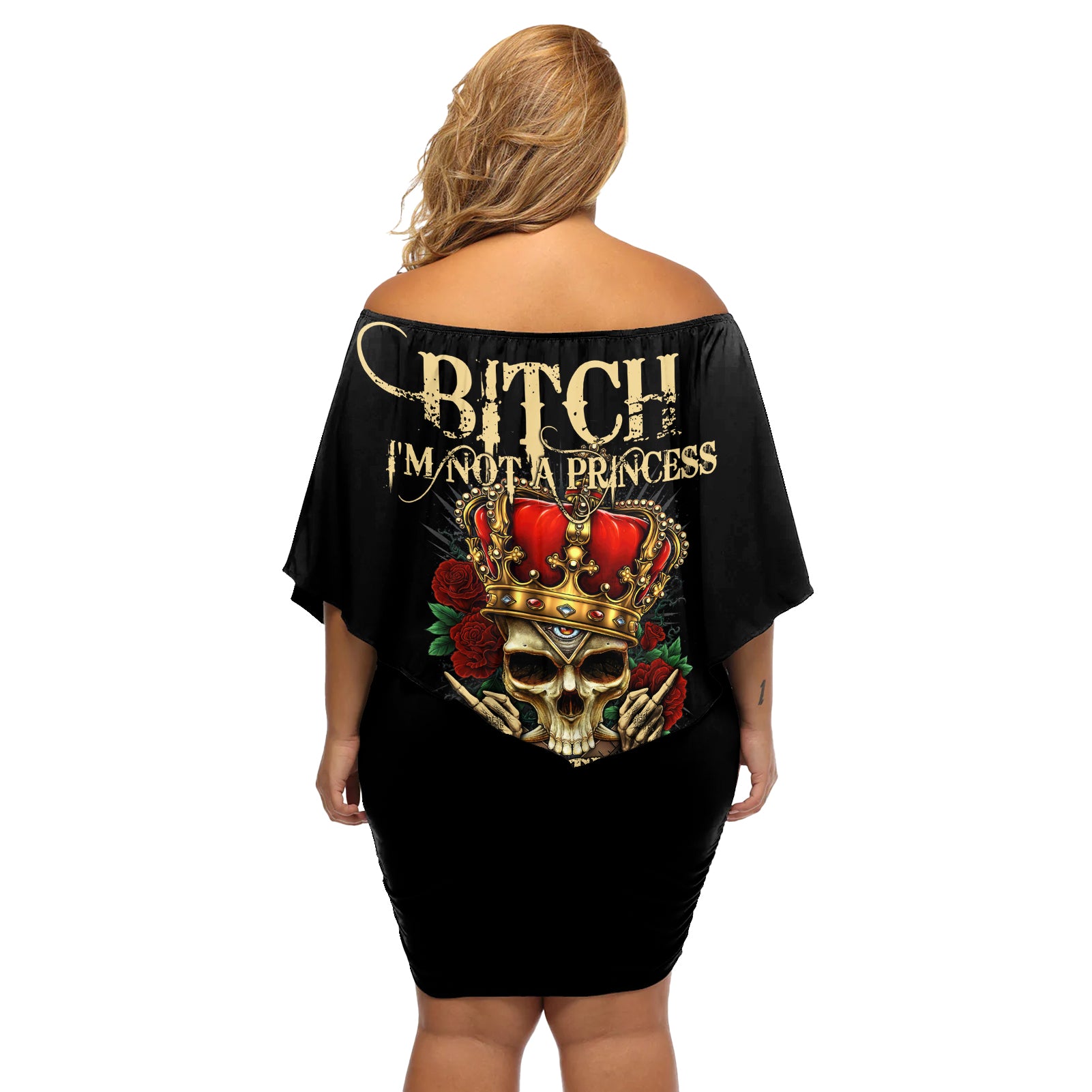I'm Not A Princess I'm The Fcking Queen Off Shoulder Short Dress - Wonder Print Shop