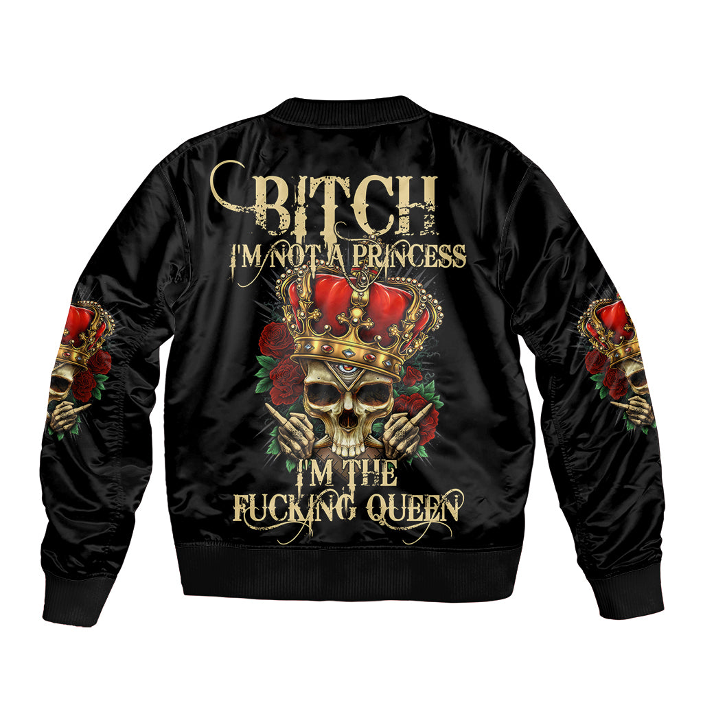 I'm Not A Princess I'm The Fcking Queen Sleeve Zip Bomber Jacket - Wonder Print Shop