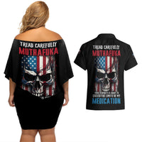 Tread Carefully Muthafuka Couples Matching Off Shoulder Short Dress and Hawaiian Shirt - Wonder Print Shop
