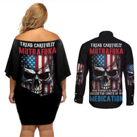 Tread Carefully Muthafuka Couples Matching Off Shoulder Short Dress and Long Sleeve Button Shirt - Wonder Print Shop
