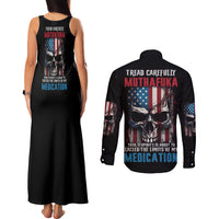Tread Carefully Muthafuka Couples Matching Tank Maxi Dress and Long Sleeve Button Shirt - Wonder Print Shop