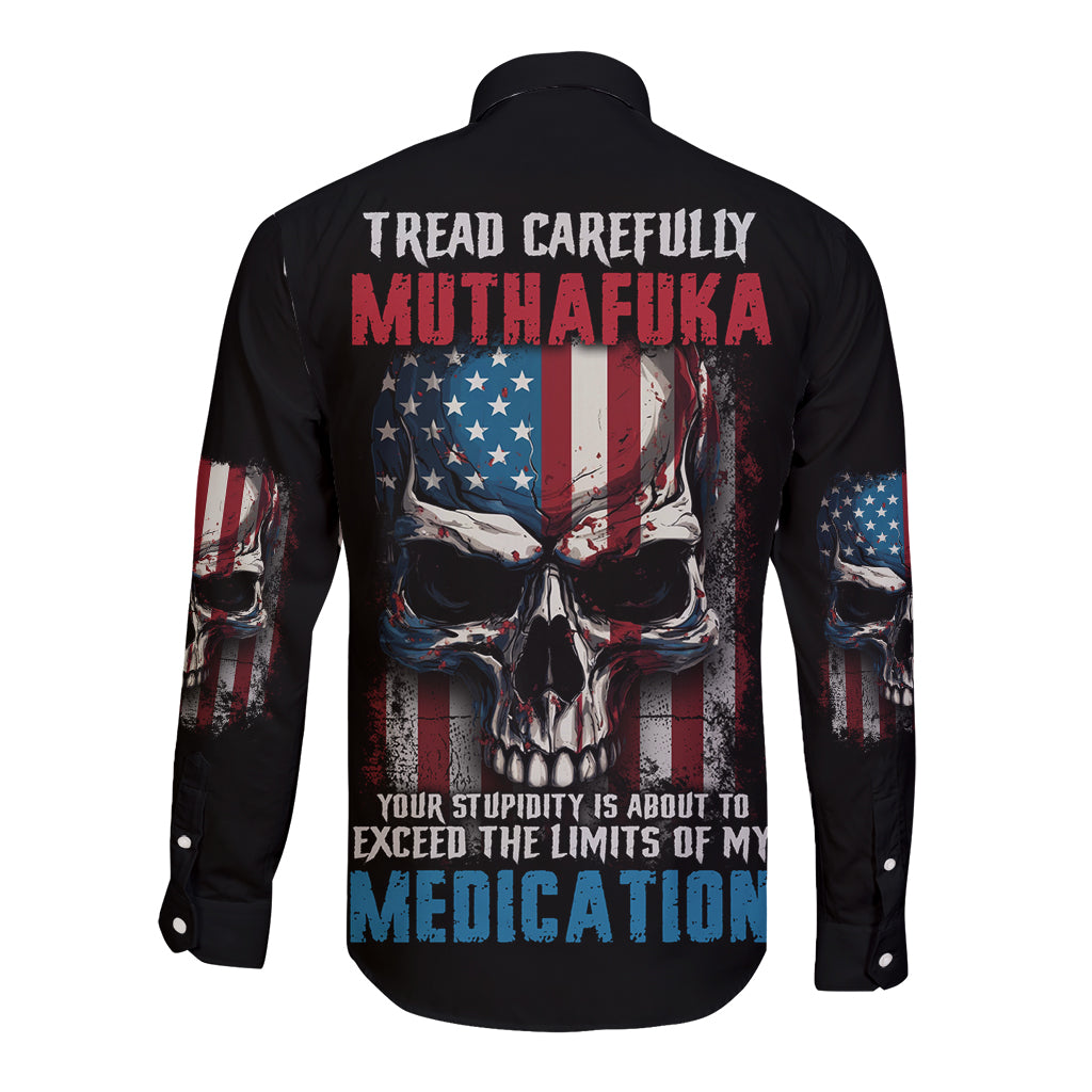Tread Carefully Muthafuka Long Sleeve Button Shirt - Wonder Print Shop