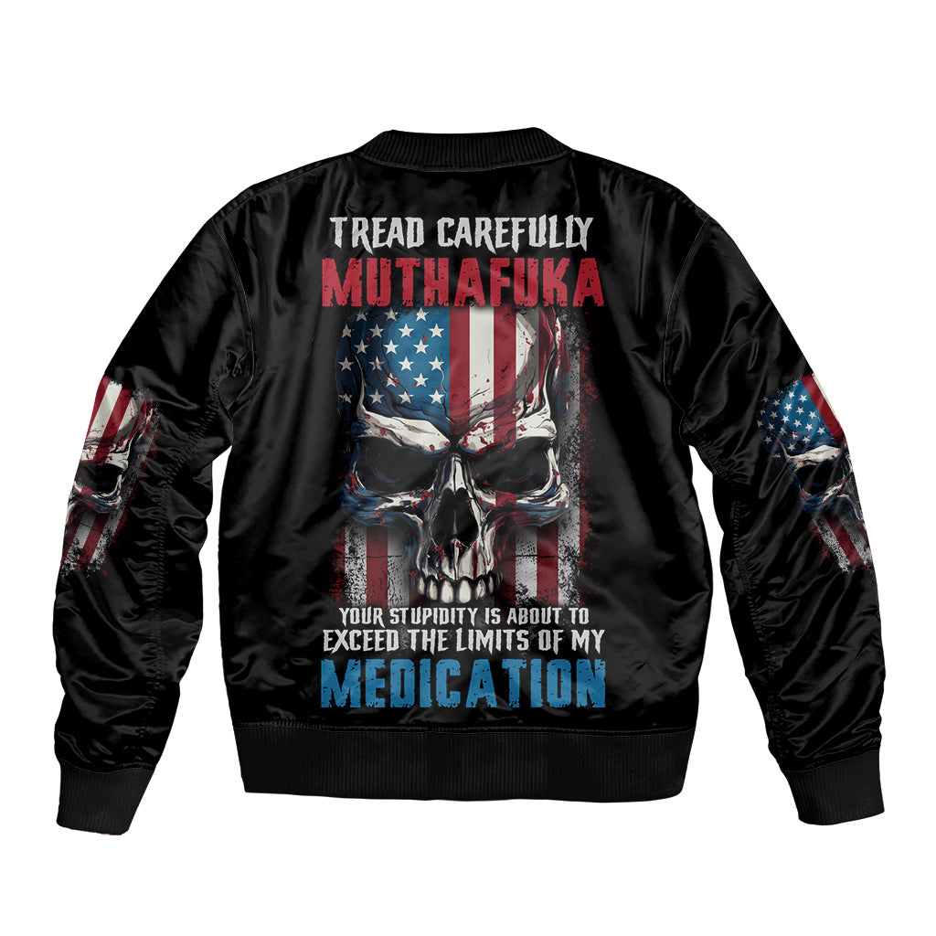 Tread Carefully Muthafuka Sleeve Zip Bomber Jacket - Wonder Print Shop