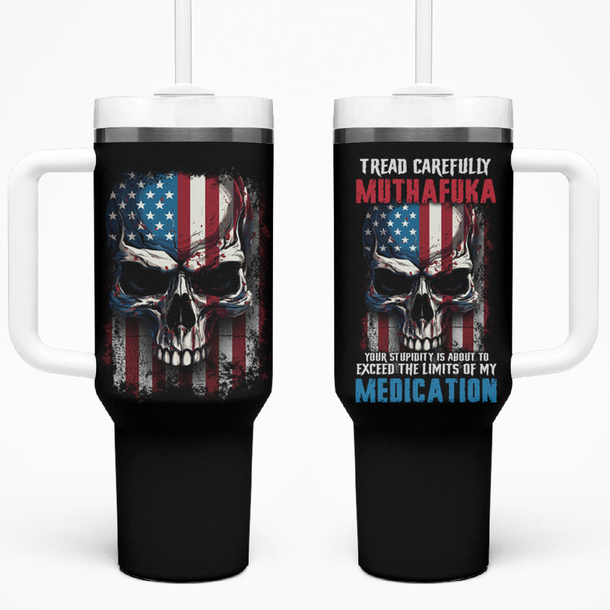 Tread Carefully Muthafuka Tumbler With Handle - Wonder Print Shop