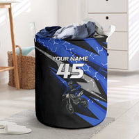Personalized Extreme Motocross Laundry Basket with Blue Rider – Dirt Bike Racing Design - Wonder Print Shop