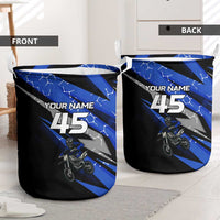 Personalized Extreme Motocross Laundry Basket with Blue Rider – Dirt Bike Racing Design - Wonder Print Shop