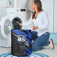 Personalized Extreme Motocross Laundry Basket with Blue Rider – Dirt Bike Racing Design - Wonder Print Shop
