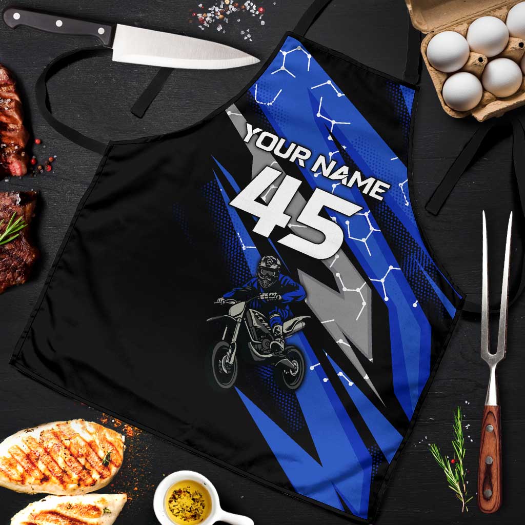 Personalized Extreme Motocross Apron with Blue Rider – Dirt Bike Racing Design - Wonder Print Shop