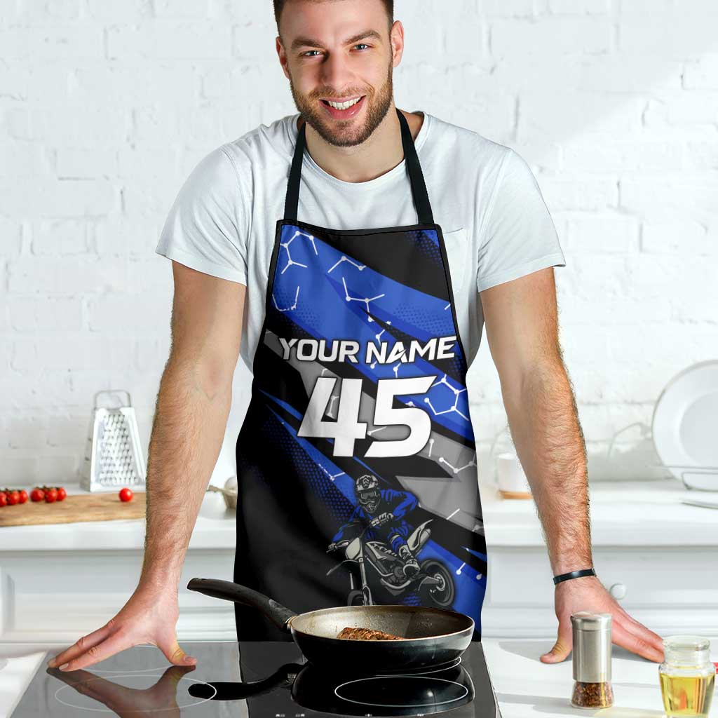 Personalized Extreme Motocross Apron with Blue Rider – Dirt Bike Racing Design - Wonder Print Shop