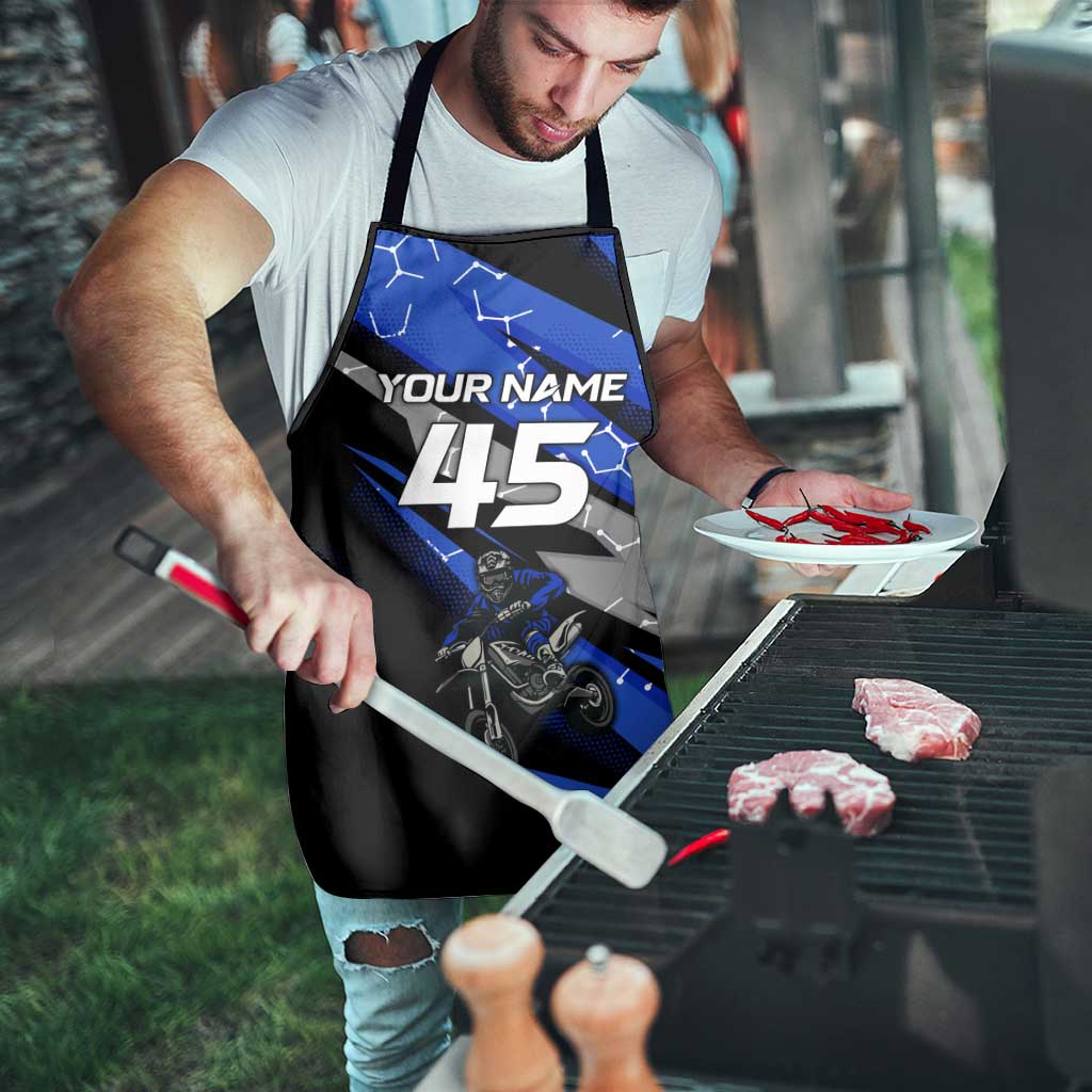 Personalized Extreme Motocross Apron with Blue Rider – Dirt Bike Racing Design - Wonder Print Shop
