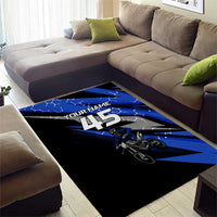 Personalized Extreme Motocross Area Rug with Blue Rider – Dirt Bike Racing Design - Wonder Print Shop