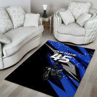 Personalized Extreme Motocross Area Rug with Blue Rider – Dirt Bike Racing Design - Wonder Print Shop